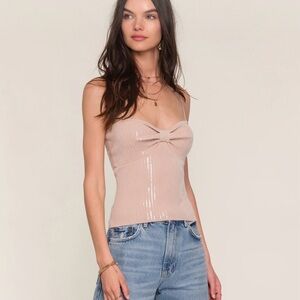 Heartloom Beige (Oyster) Knit Camisole with Sequin Accent